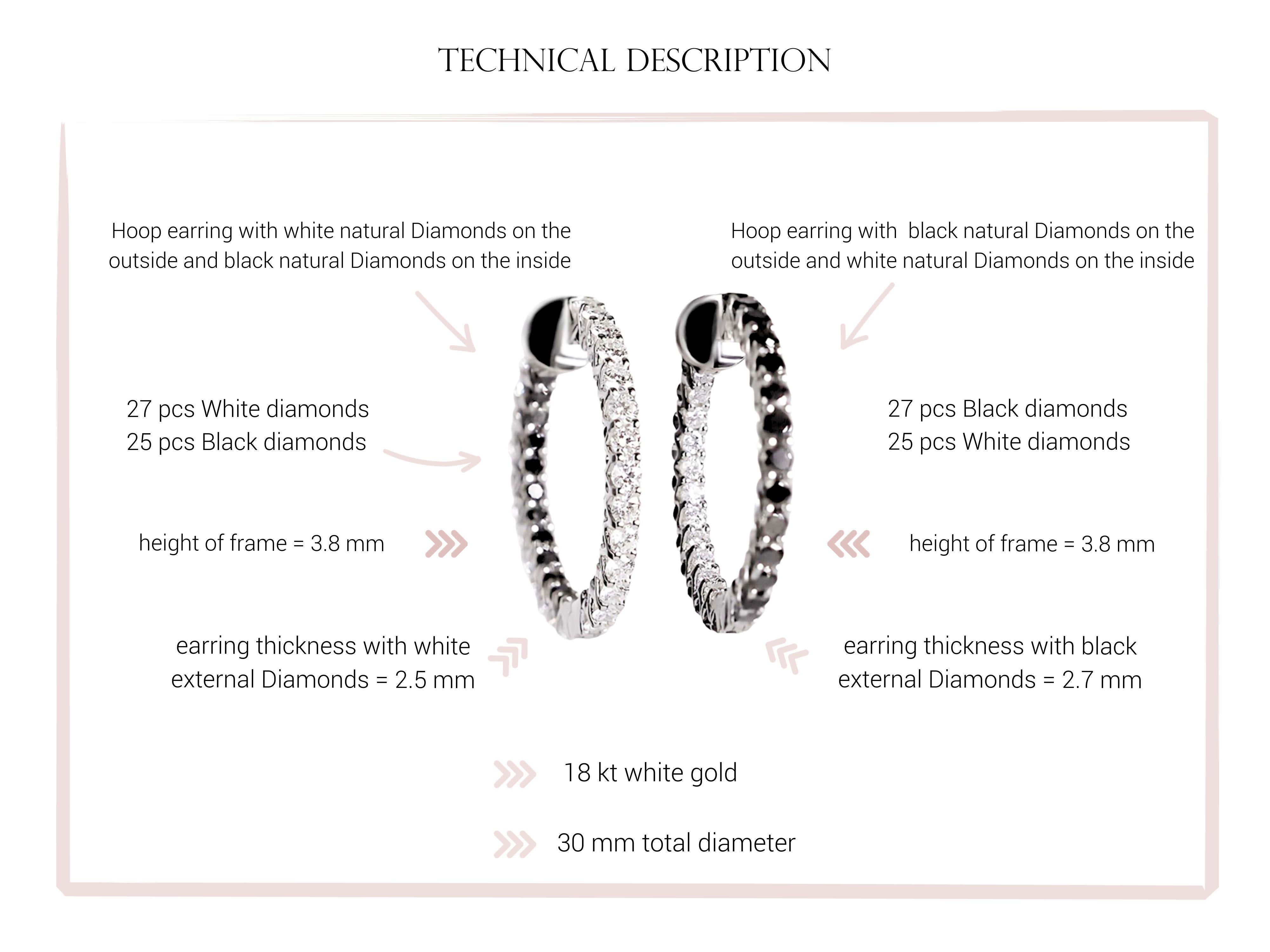Chic Reversible Black and White Diamond Earrings in 18kt White Gold For Sale 5