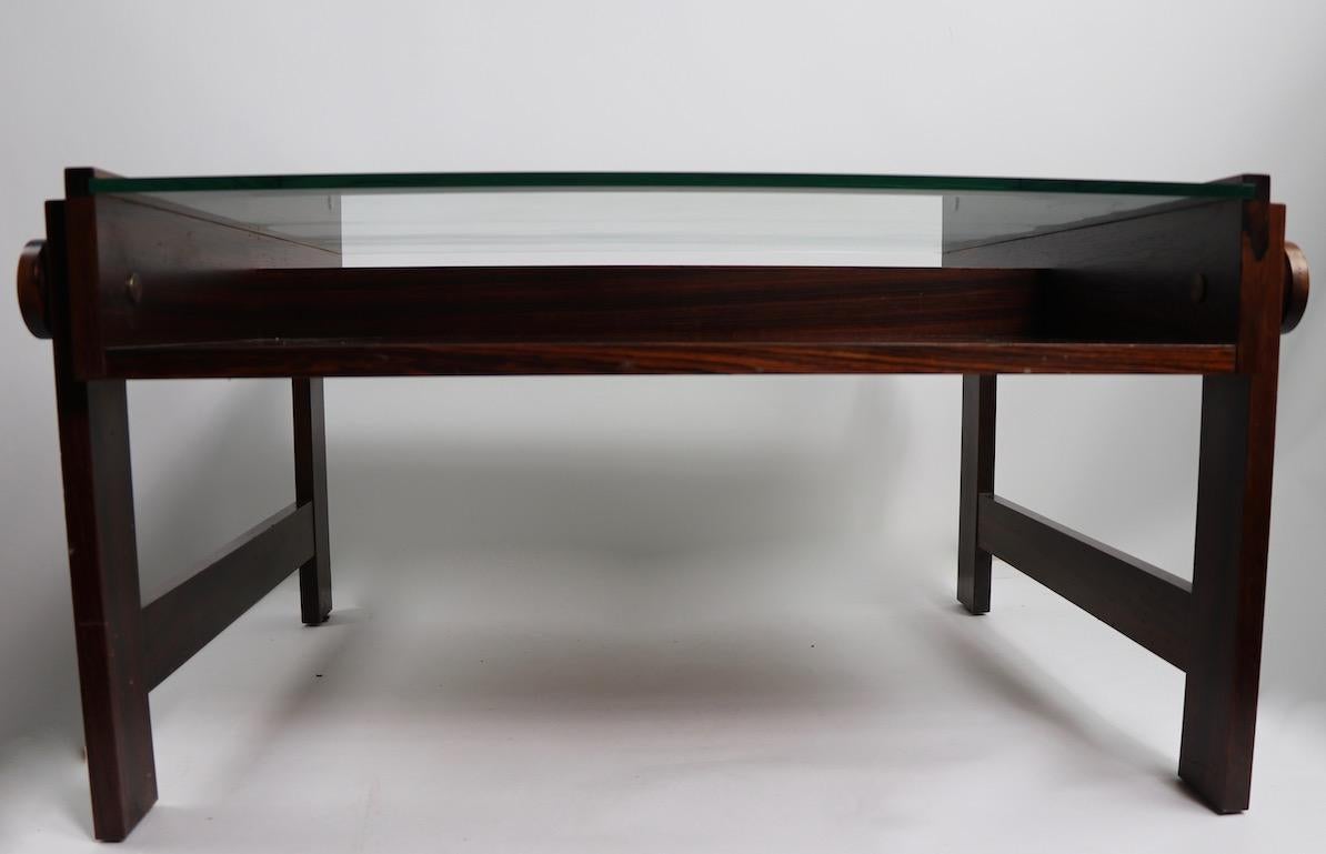 Chic Rosewood and Glass Coffee Table 2