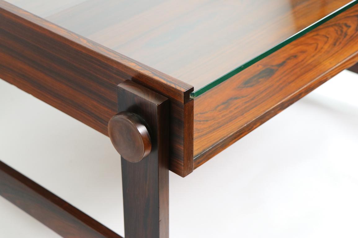 Chic Rosewood and Glass Coffee Table 5