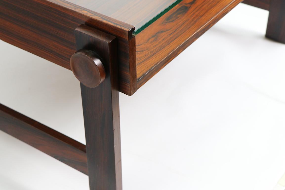 Chic Rosewood and Glass Coffee Table 6
