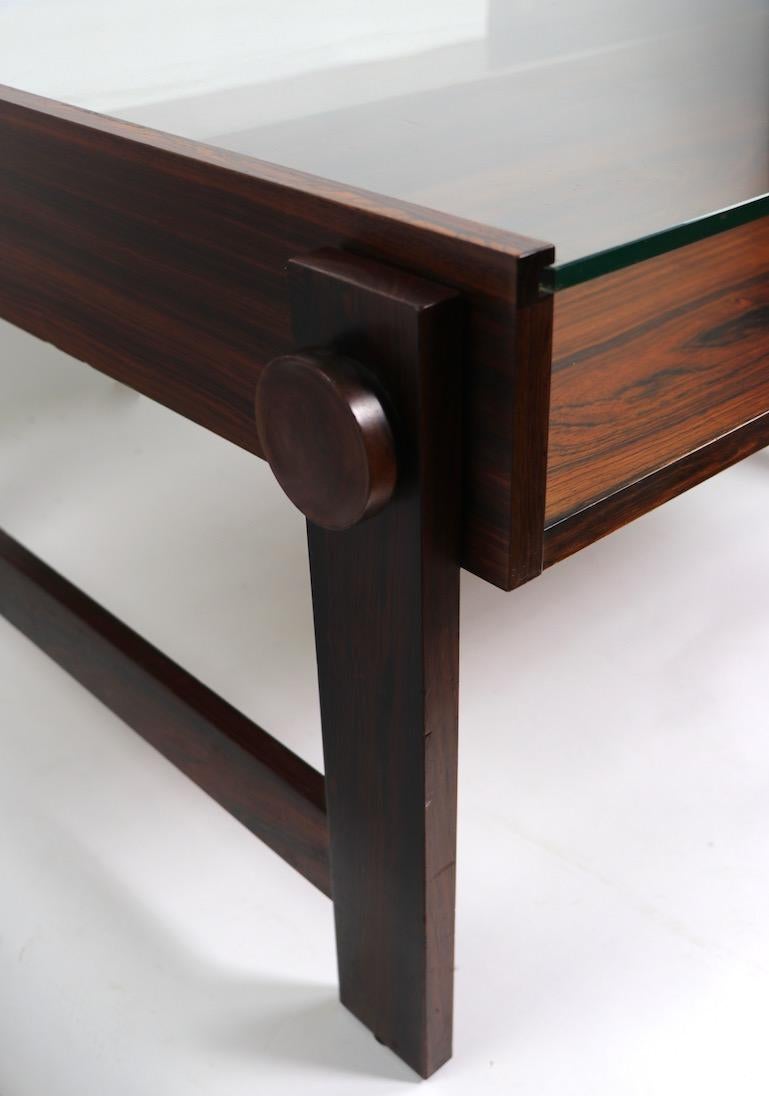 Brazilian Chic Rosewood and Glass Coffee Table