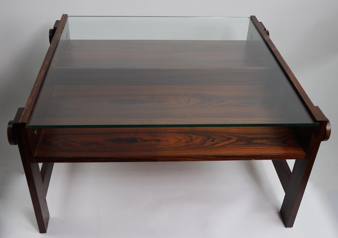 Chic Rosewood and Glass Coffee Table 1