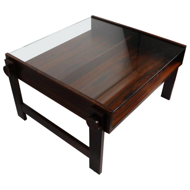Chic Rosewood and Glass Coffee Table