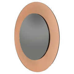Chic Round Copper & Smoked Stacked Mirror, 1970s