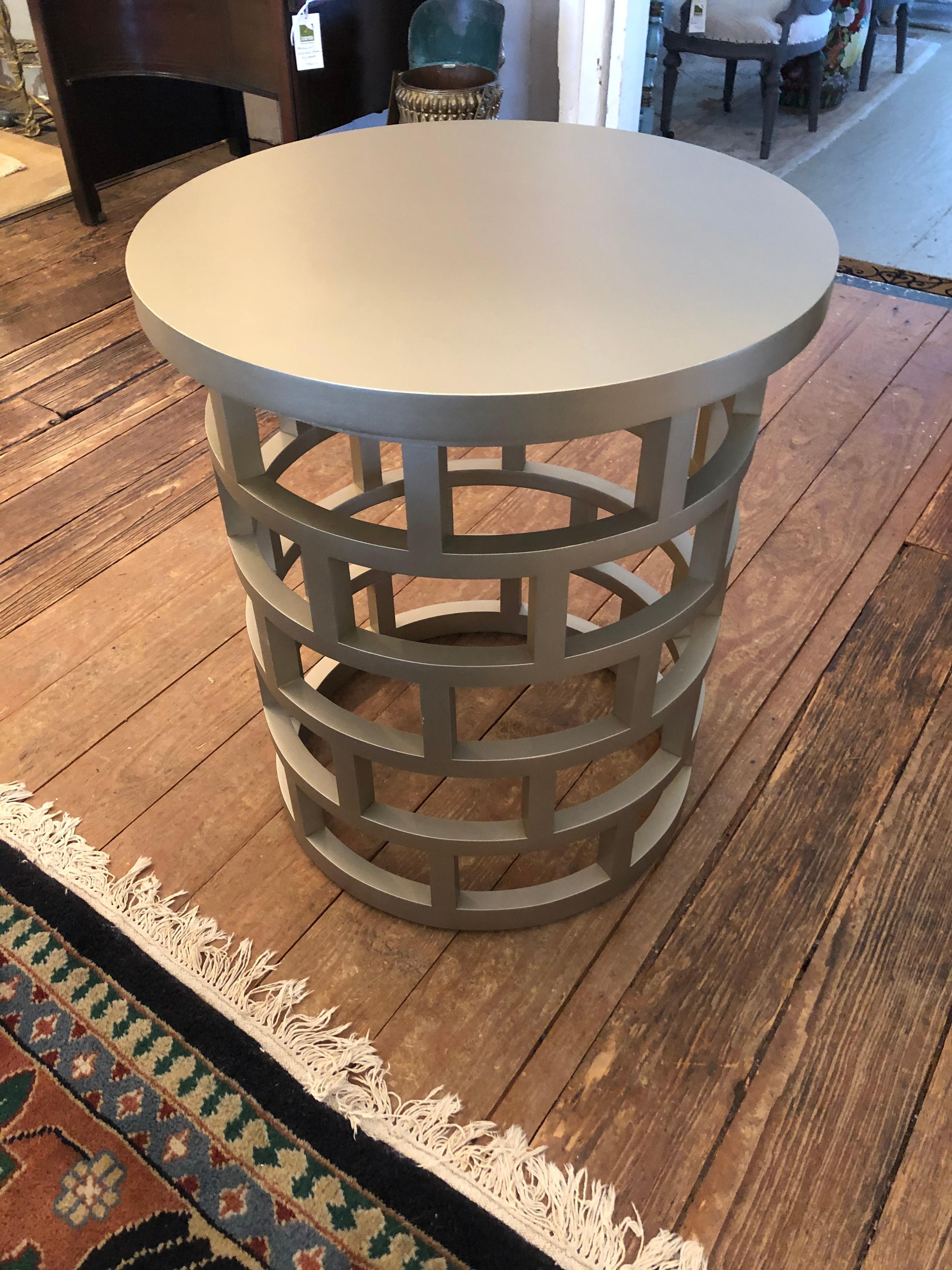 American Chic Round Silver Contemporary Side Table