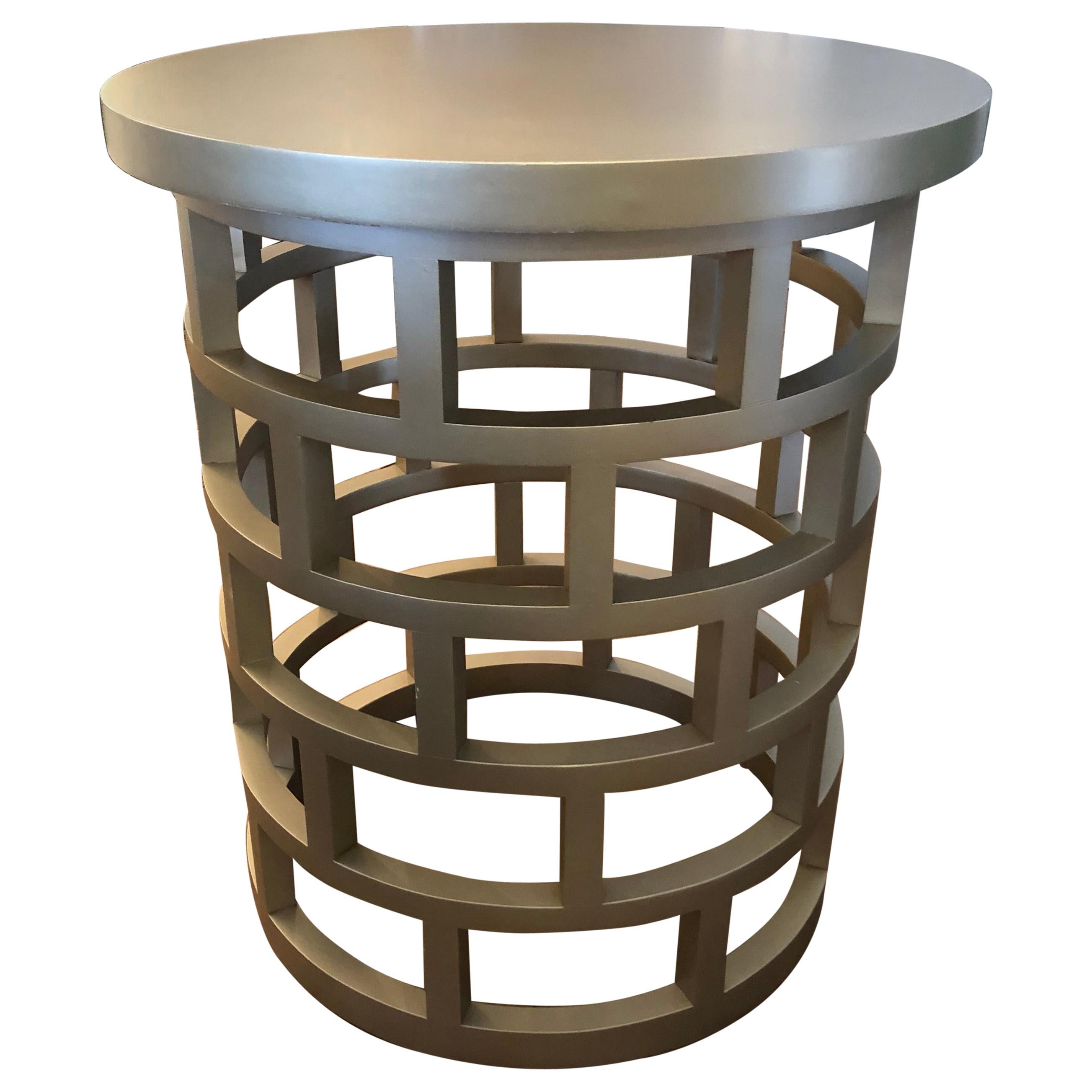 Chic Round Silver Contemporary Side Table