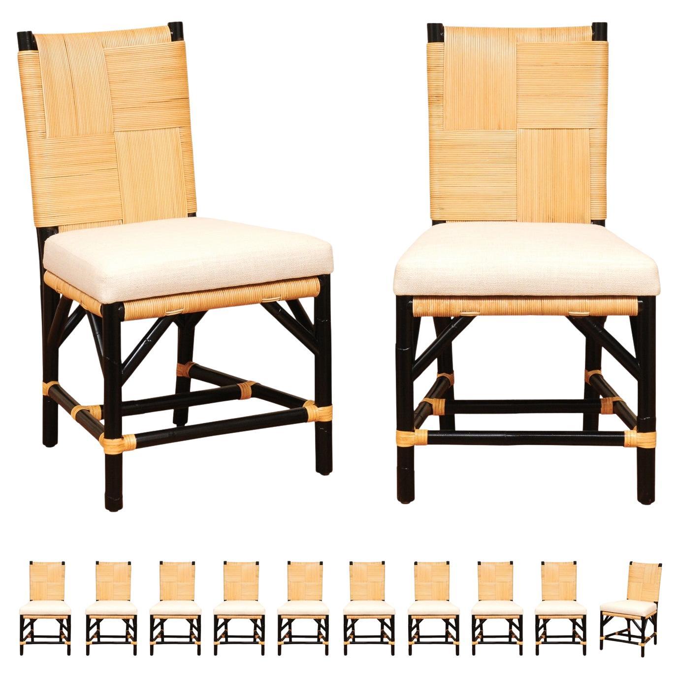Set di 12 sedie in vimini Rattan Rush Cane di John Hutton per Donghia