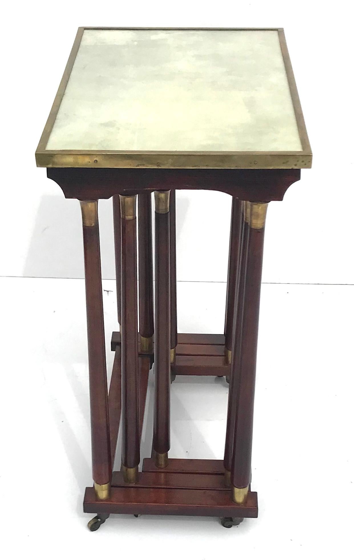Chic Set of 1950s Italian Parchment and Mahogany Nesting Tables 1