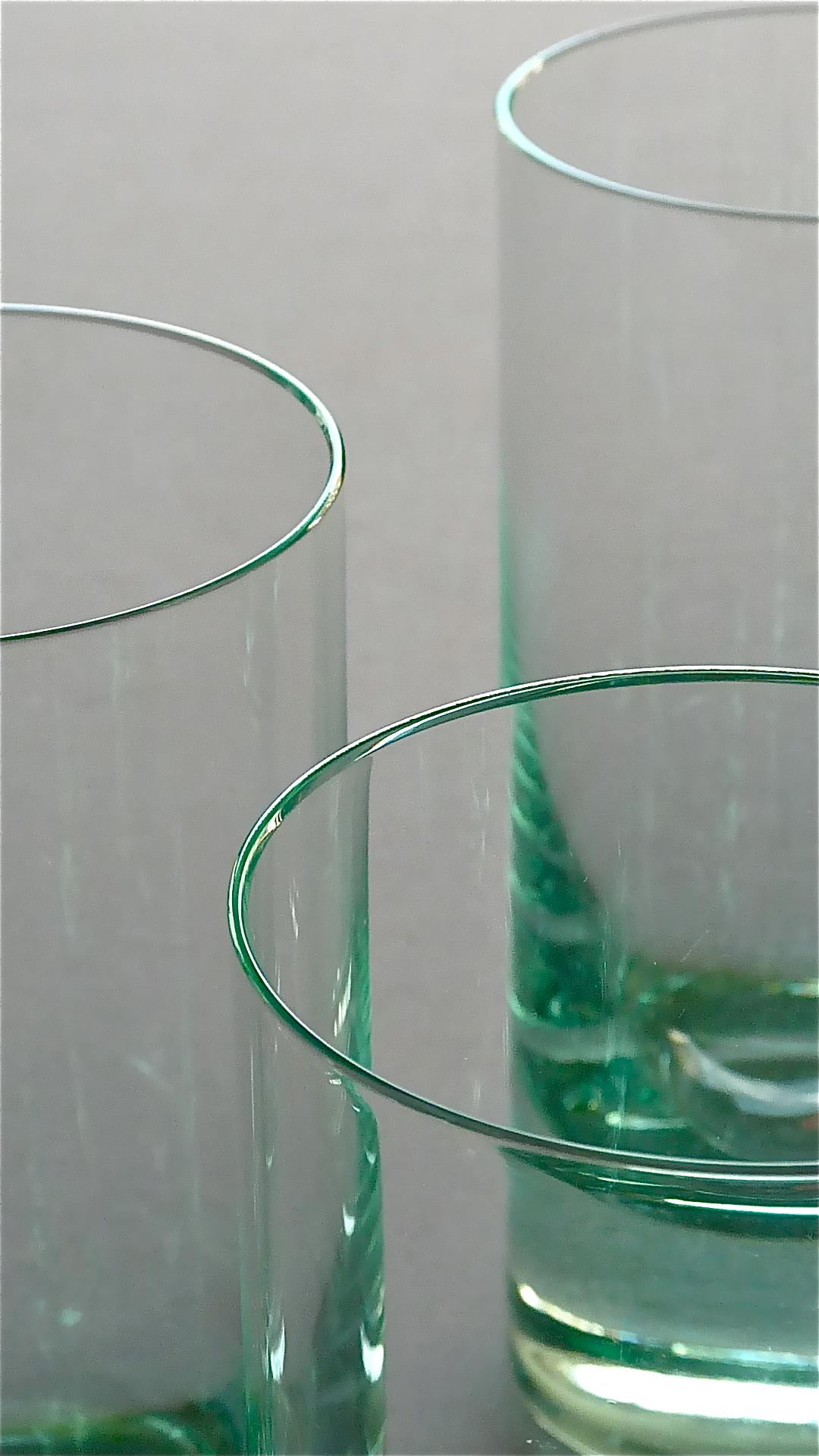 Chic Set of 6 Moser Water Long Drink Glasses Tinted Green Fontana Arte Style For Sale 3