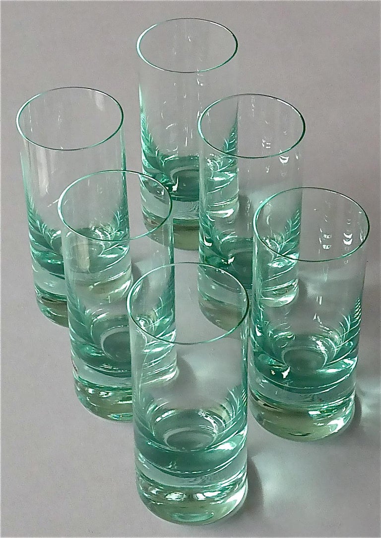 Chic Set of 6 Moser Water Long Drink Glasses Tinted Green Fontana Arte  Style For Sale at 1stDibs | tinted water glasses, water glass style, green  drinking glasses
