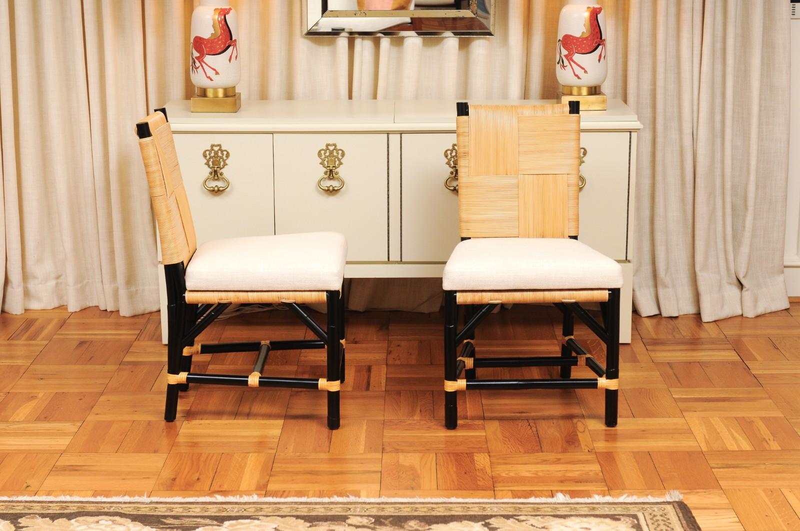 Set di 8 sedie in vimini Rattan Rush Cane di John Hutton per Donghia in vendita 3