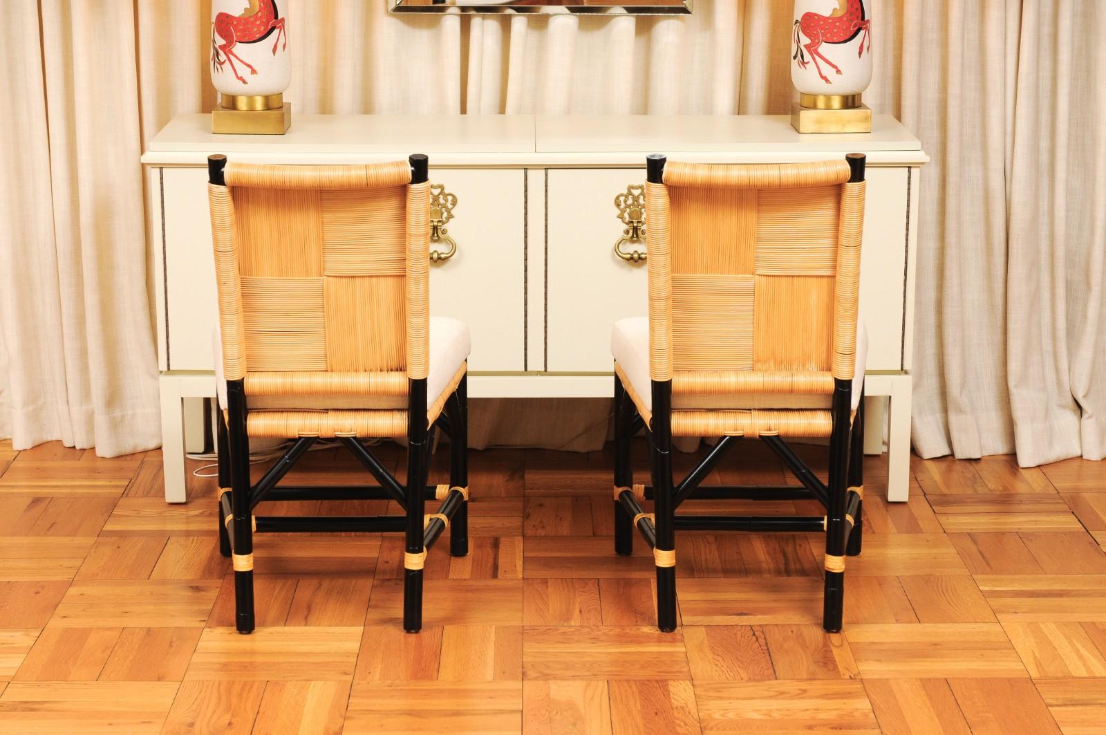 Set di 8 sedie in vimini Rattan Rush Cane di John Hutton per Donghia in vendita 4