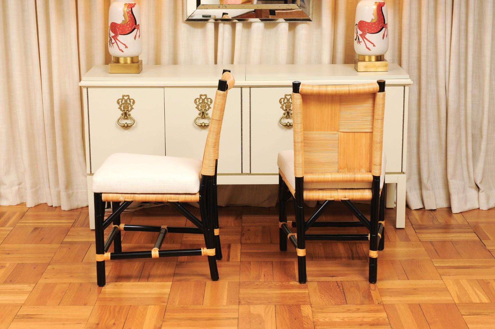 Set di 8 sedie in vimini Rattan Rush Cane di John Hutton per Donghia in vendita 5