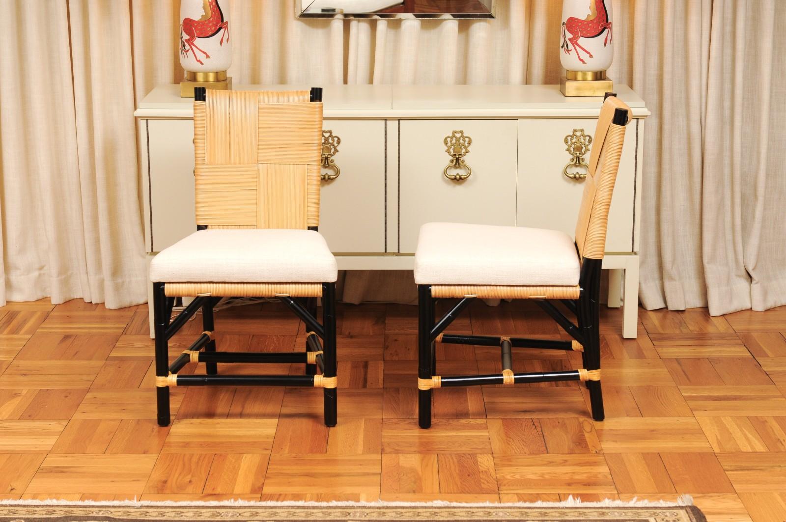 Set di 8 sedie in vimini Rattan Rush Cane di John Hutton per Donghia in vendita 7