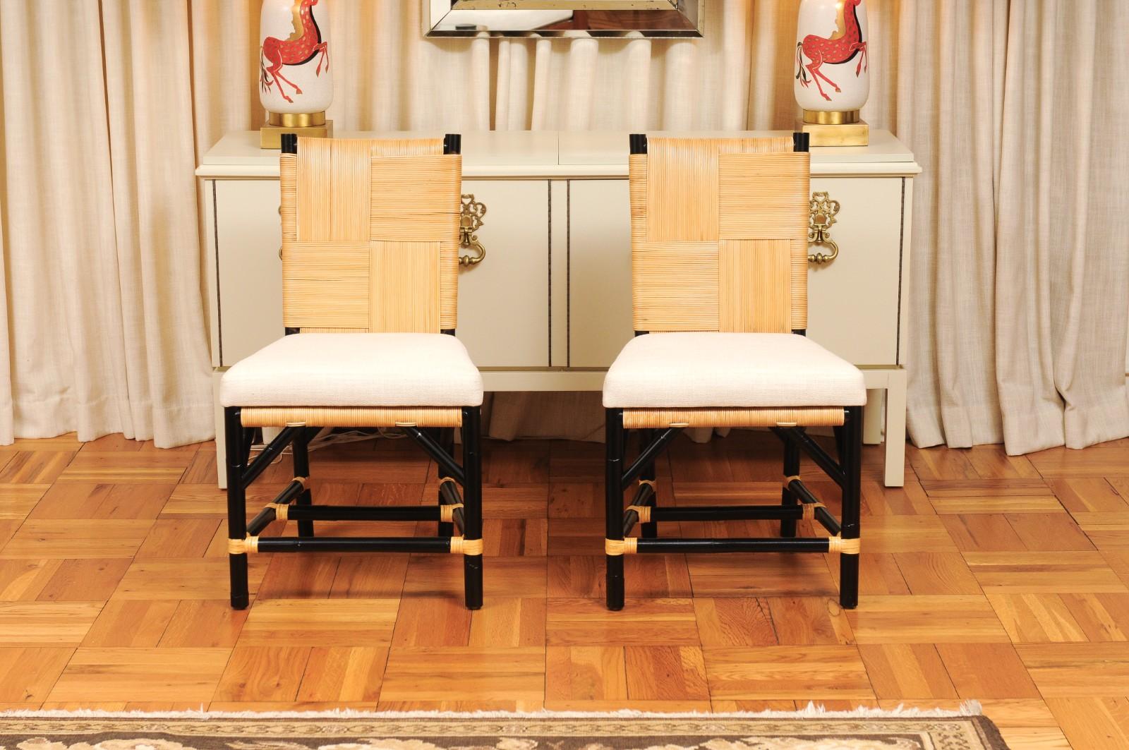 Set di 8 sedie in vimini Rattan Rush Cane di John Hutton per Donghia in vendita 8
