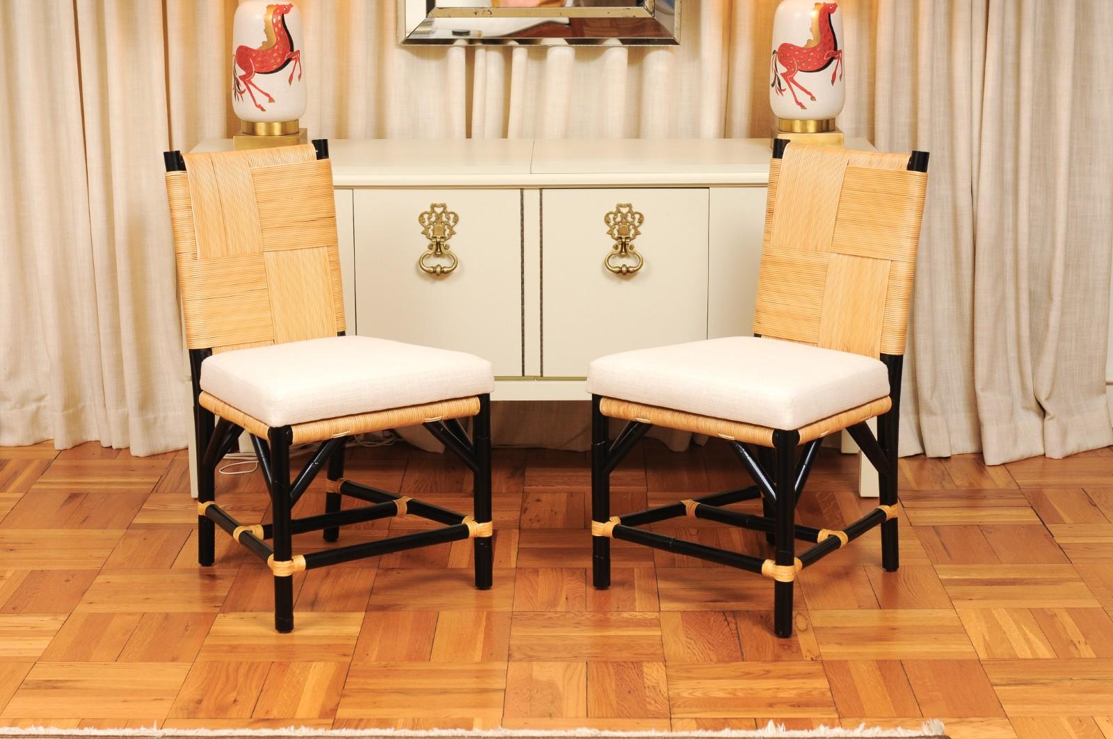 Set di 8 sedie in vimini Rattan Rush Cane di John Hutton per Donghia in vendita 9