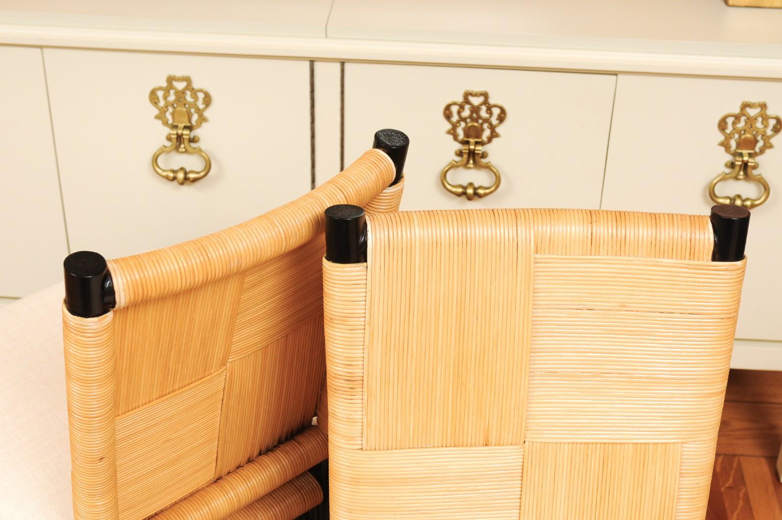 Set di 8 sedie in vimini Rattan Rush Cane di John Hutton per Donghia in vendita 10