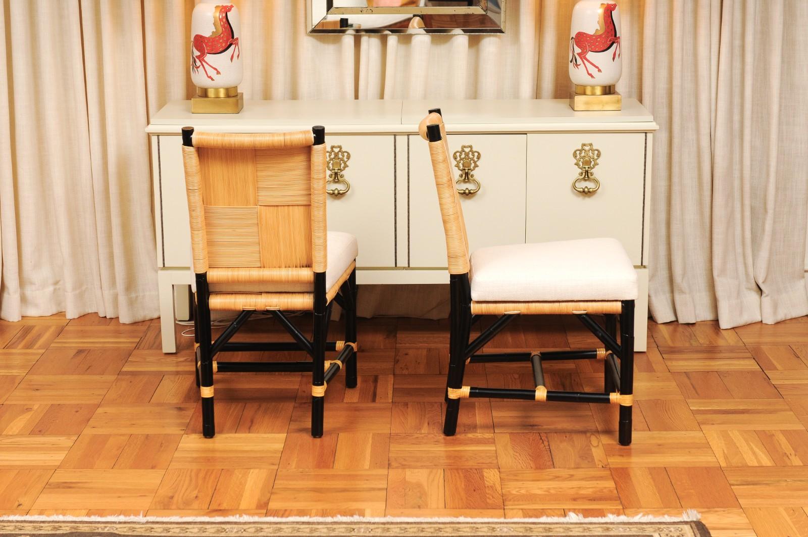 Set di 8 sedie in vimini Rattan Rush Cane di John Hutton per Donghia in vendita 12