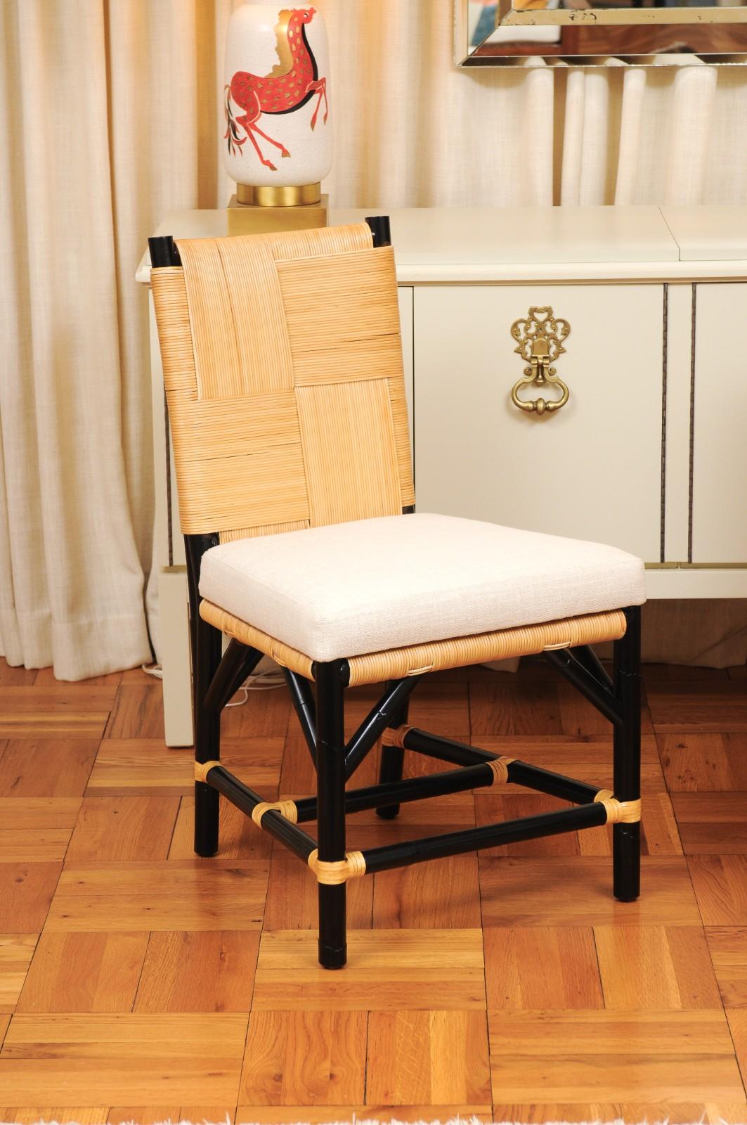 Set di 8 sedie in vimini Rattan Rush Cane di John Hutton per Donghia In condizioni ottime in vendita a Atlanta, GA