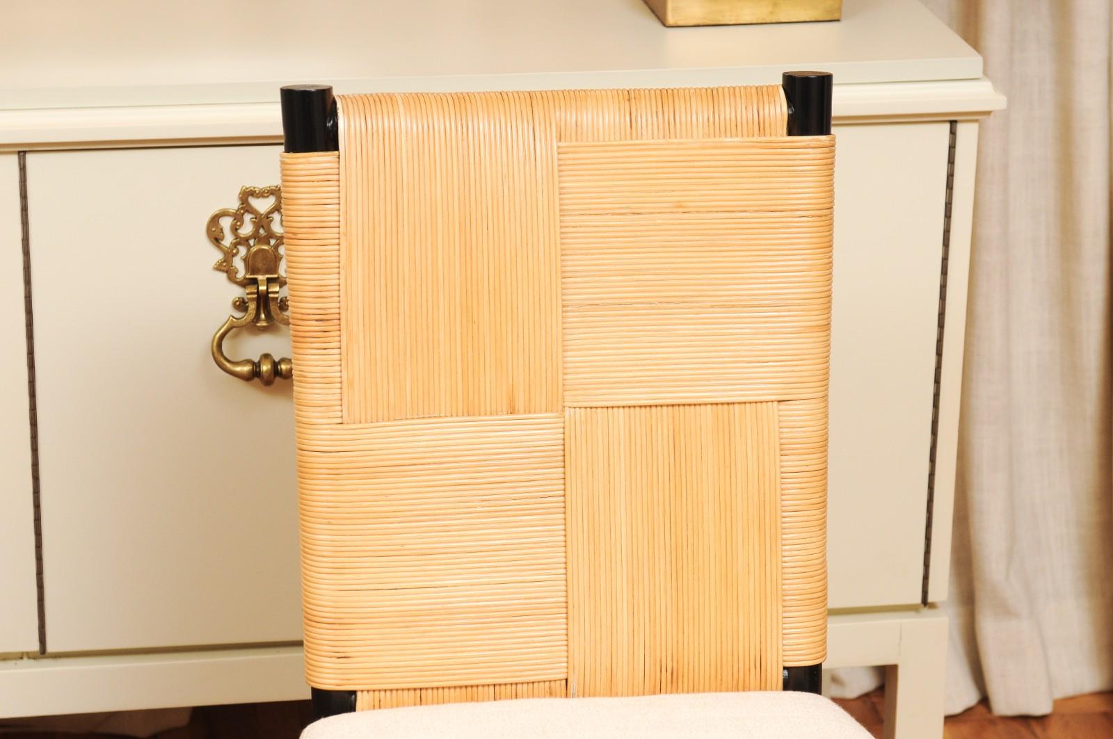 Canna Set di 8 sedie in vimini Rattan Rush Cane di John Hutton per Donghia in vendita