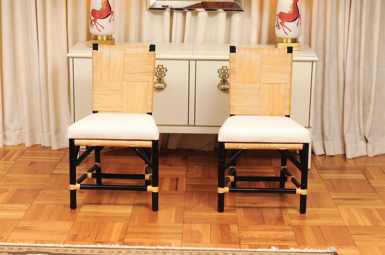Set di 8 sedie in vimini Rattan Rush Cane di John Hutton per Donghia in vendita 2