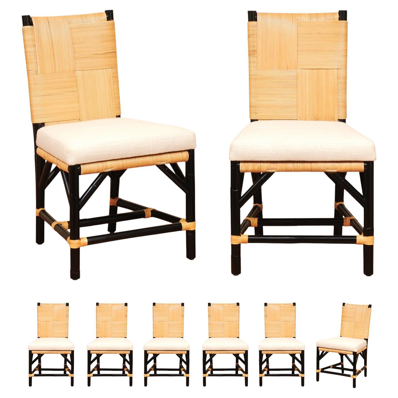 Set di 8 sedie in vimini Rattan Rush Cane di John Hutton per Donghia