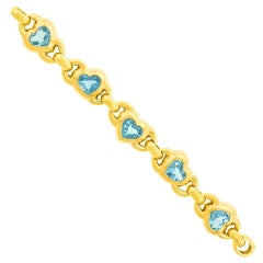 Chic 1970s Pop Art Aquamarine and Gold Bracelet