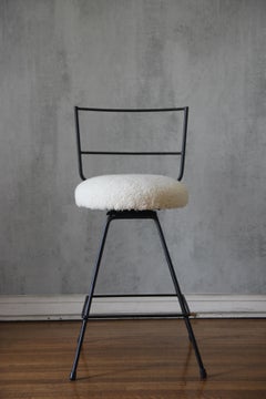Chic Shearling 'Tabouret' Swiveling Counter Stool by Understated Design