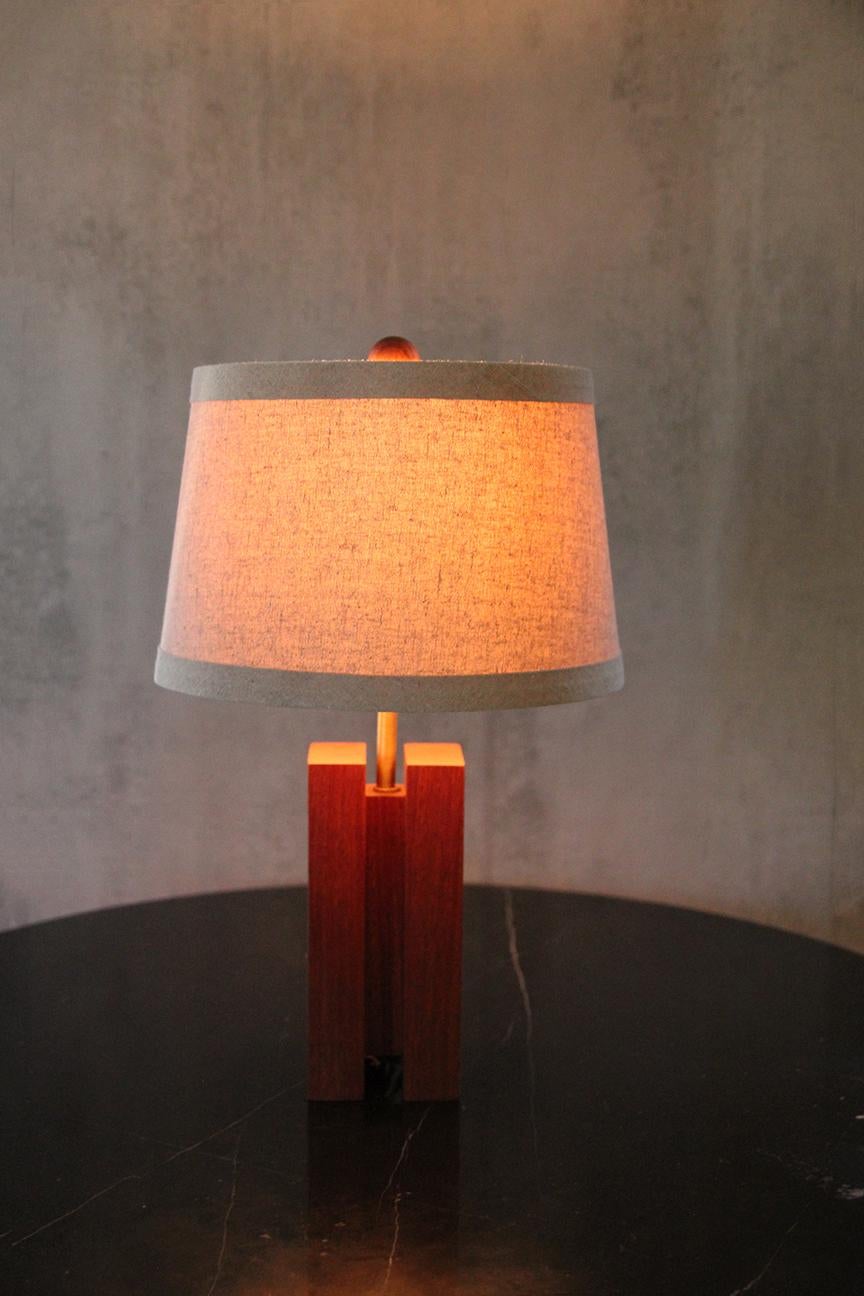 Chic Single ‘Cubismo’ Lamp with linen shade by Understated Design For Sale 4