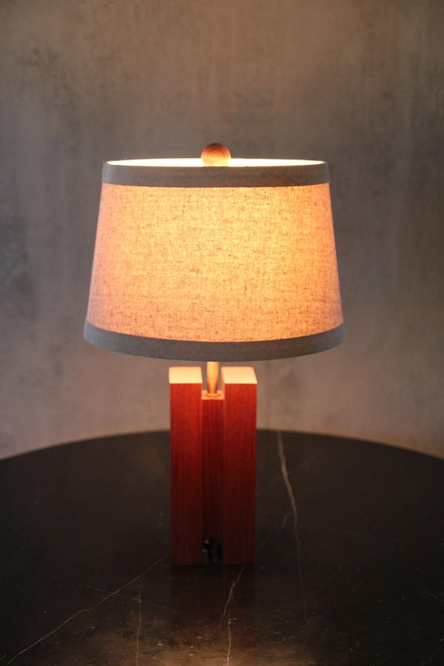 Chic Single ‘Cubismo’ Lamp with linen shade by Understated Design For Sale 5