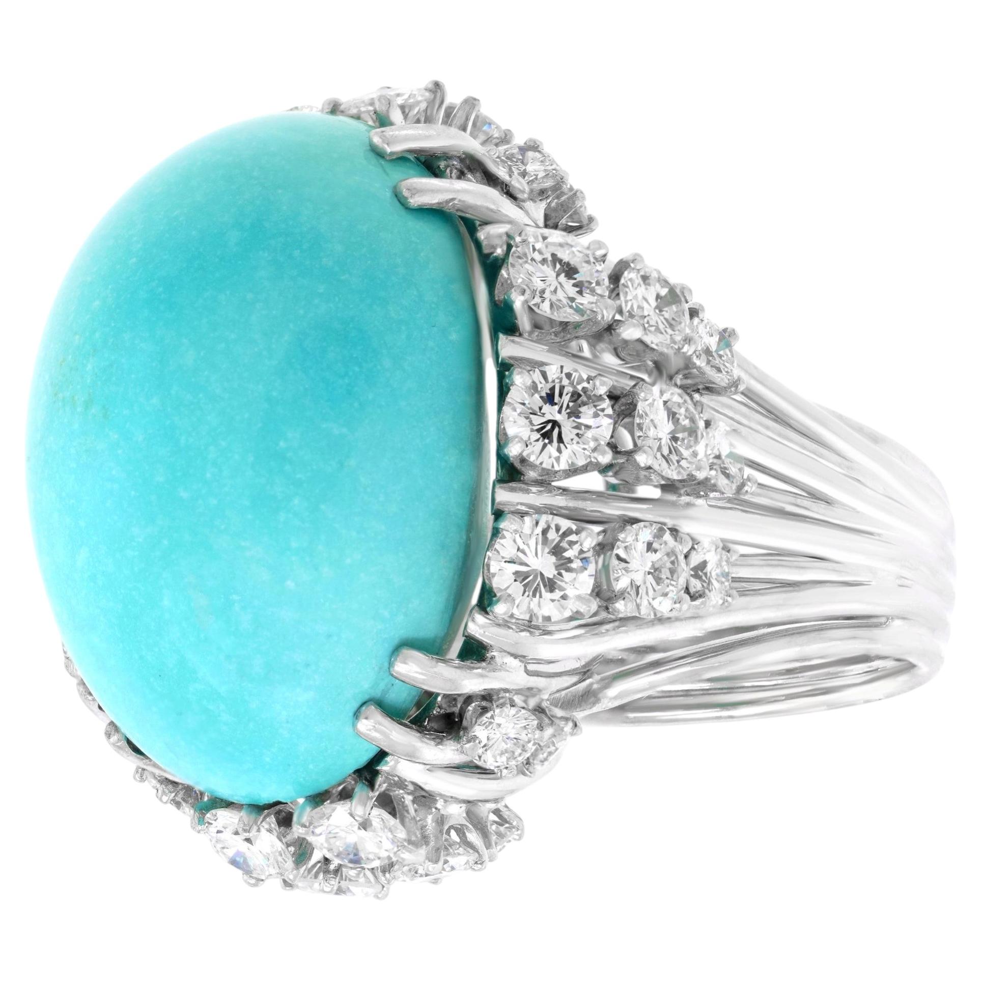 Chic Sixties Turquoise & Diamond Ring GIA Report