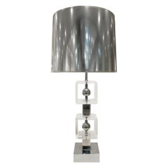 Chic Table Lamp in Lucite and Chrome, 1970s