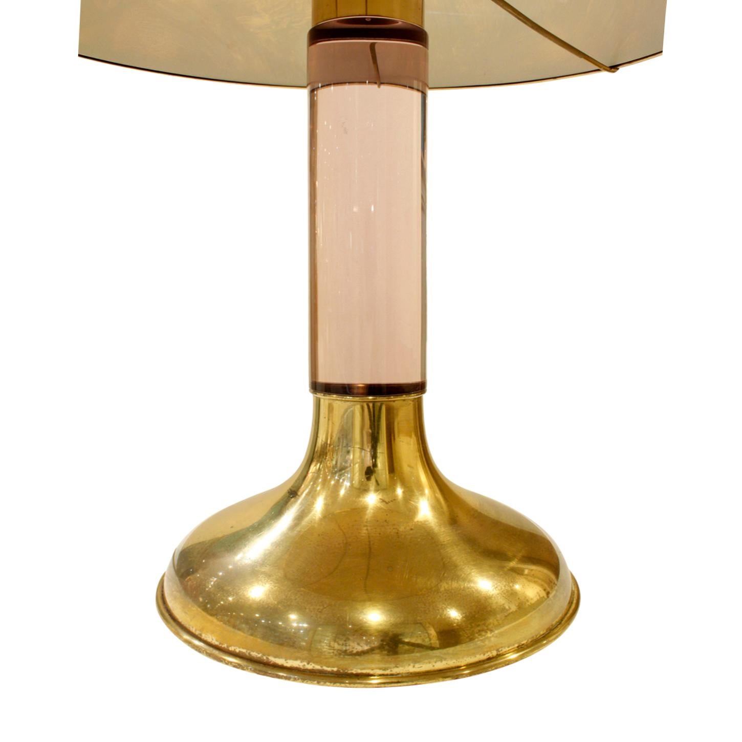 American Chic Table Lamp with Tortoiseshell Lucite Shade, 1970s