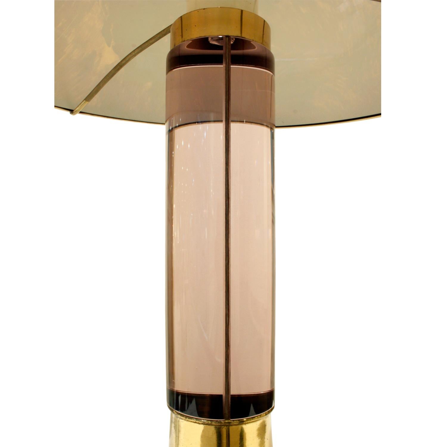 Hand-Crafted Chic Table Lamp with Tortoiseshell Lucite Shade, 1970s