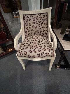 Chic Tessellated Bone Armchair Reupholstered in Cheetah Print Scalamandre Fabric