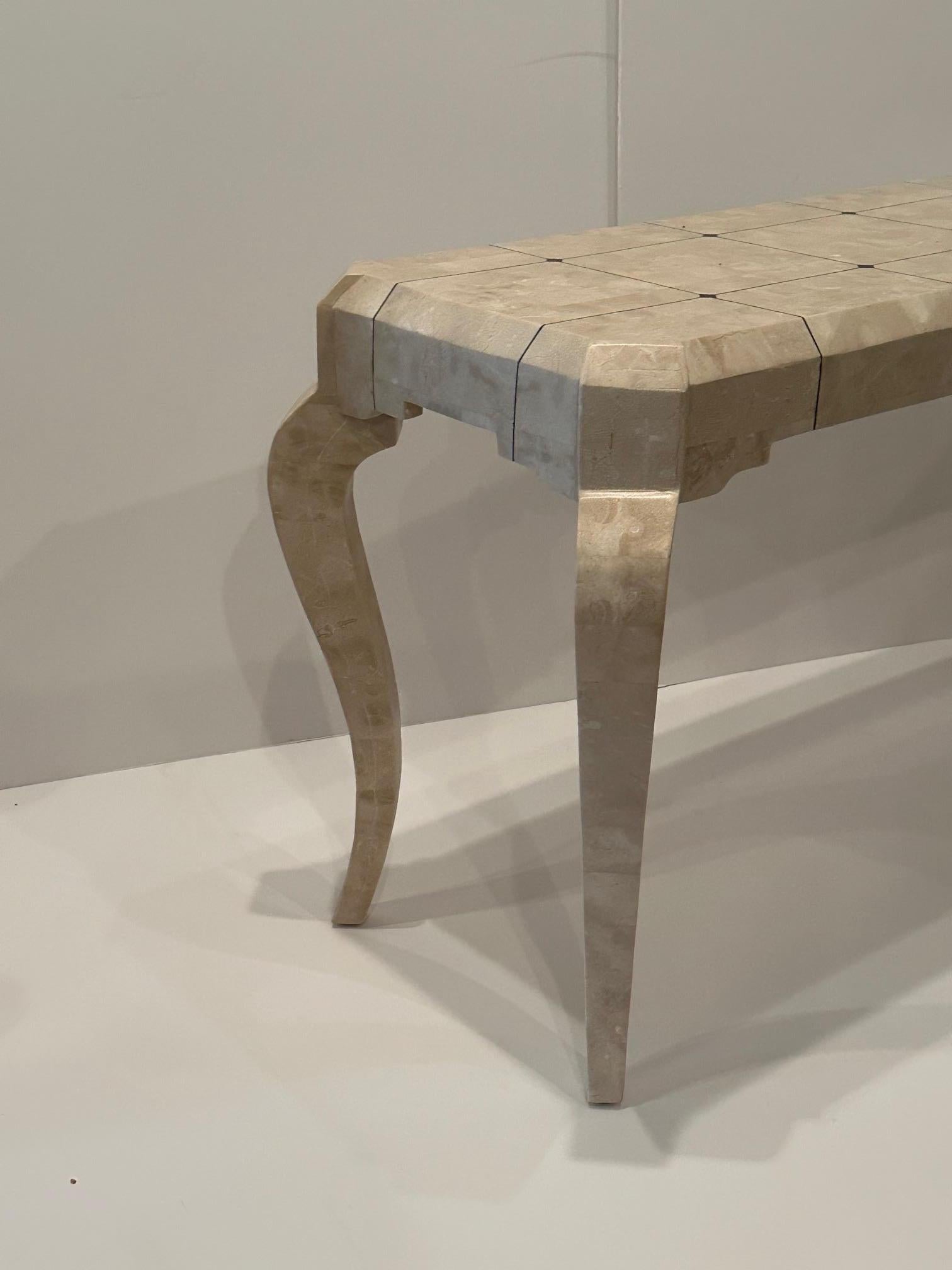 Philippine Chic Tessellated  Stone Console Table with Black Inlay For Sale