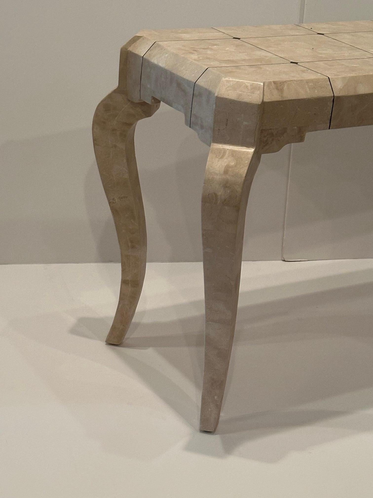 Chic Tessellated  Stone Console Table with Black Inlay In Good Condition For Sale In Hopewell, NJ