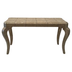 Chic Tessellated  Stone Console Table with Black Inlay