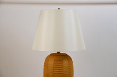 Chic Textured Stoneware Lamp with Custom Silk Shade by Bob Kinzie