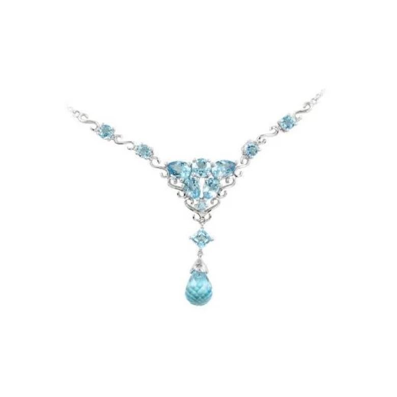 Antique Cushion Cut Chic Topaz Necklace 14K  White Gold for Her For Sale