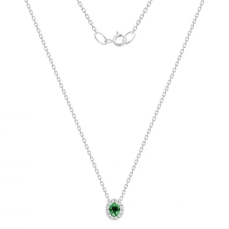 Moderne Collier à pendentifs en or blanc avec diamants et perles de Tsavorite Chic pour Elle en vente