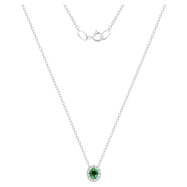 Collier à pendentifs en or blanc avec diamants et perles de Tsavorite Chic pour Elle en vente