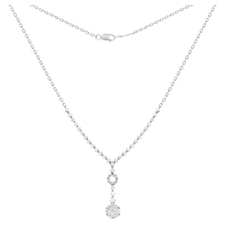  Chic Unique Diamond White 14k Gold Pendant Necklace for Her For Sale