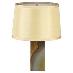 Chic Veined Onyx Table or Desk Lamp with Custom Silk Shade and DIffuser