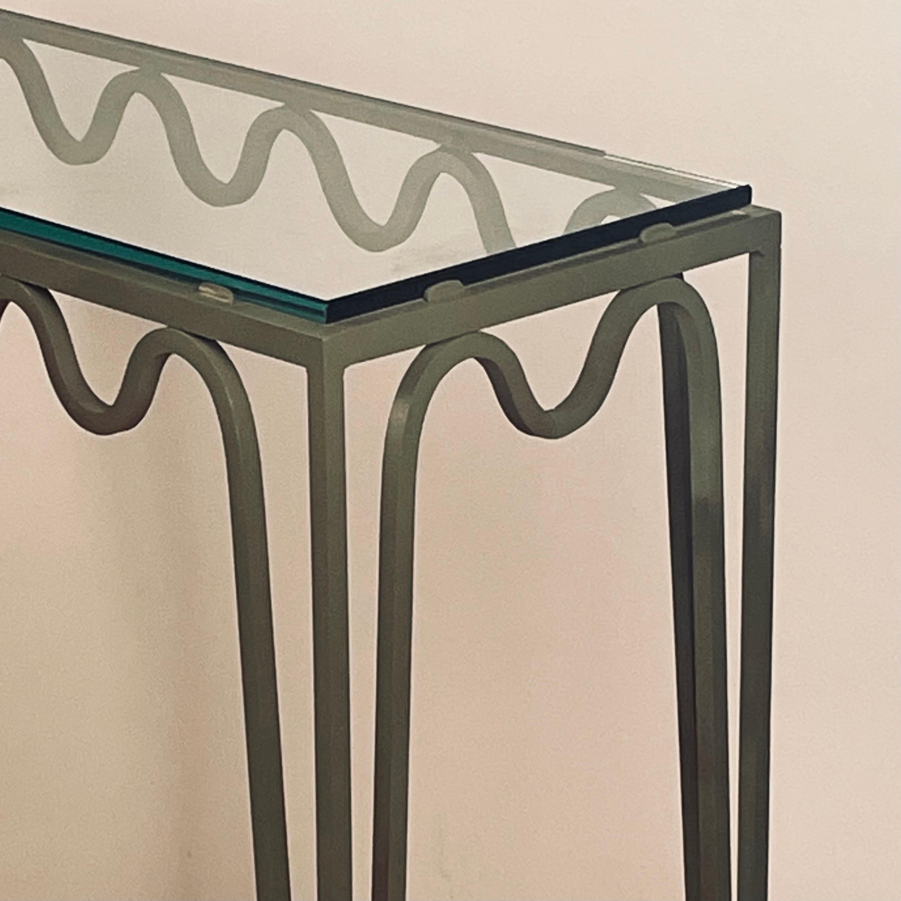 Chic Verdigris 'Meandre' and Glass Console by Design Frères In New Condition For Sale In Los Angeles, CA