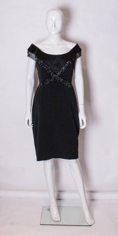 Chic Vintage Black Cocktail Dress by Bellville Sassoon with Bead Detail