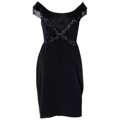  Chic Vintage Black Cocktail Dress by Bellville Sassoon with Bead Detail