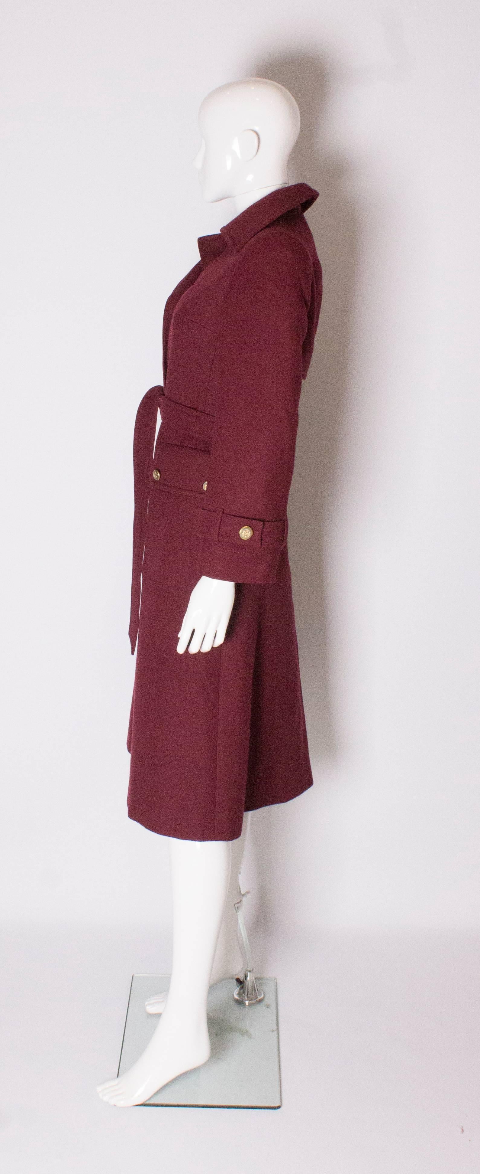 burgundy long wool coat