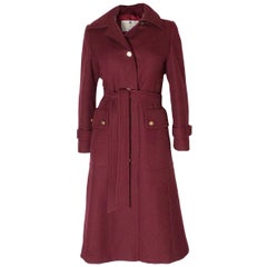 Manteau vintage chic en laine bourgogne par Aquascutum