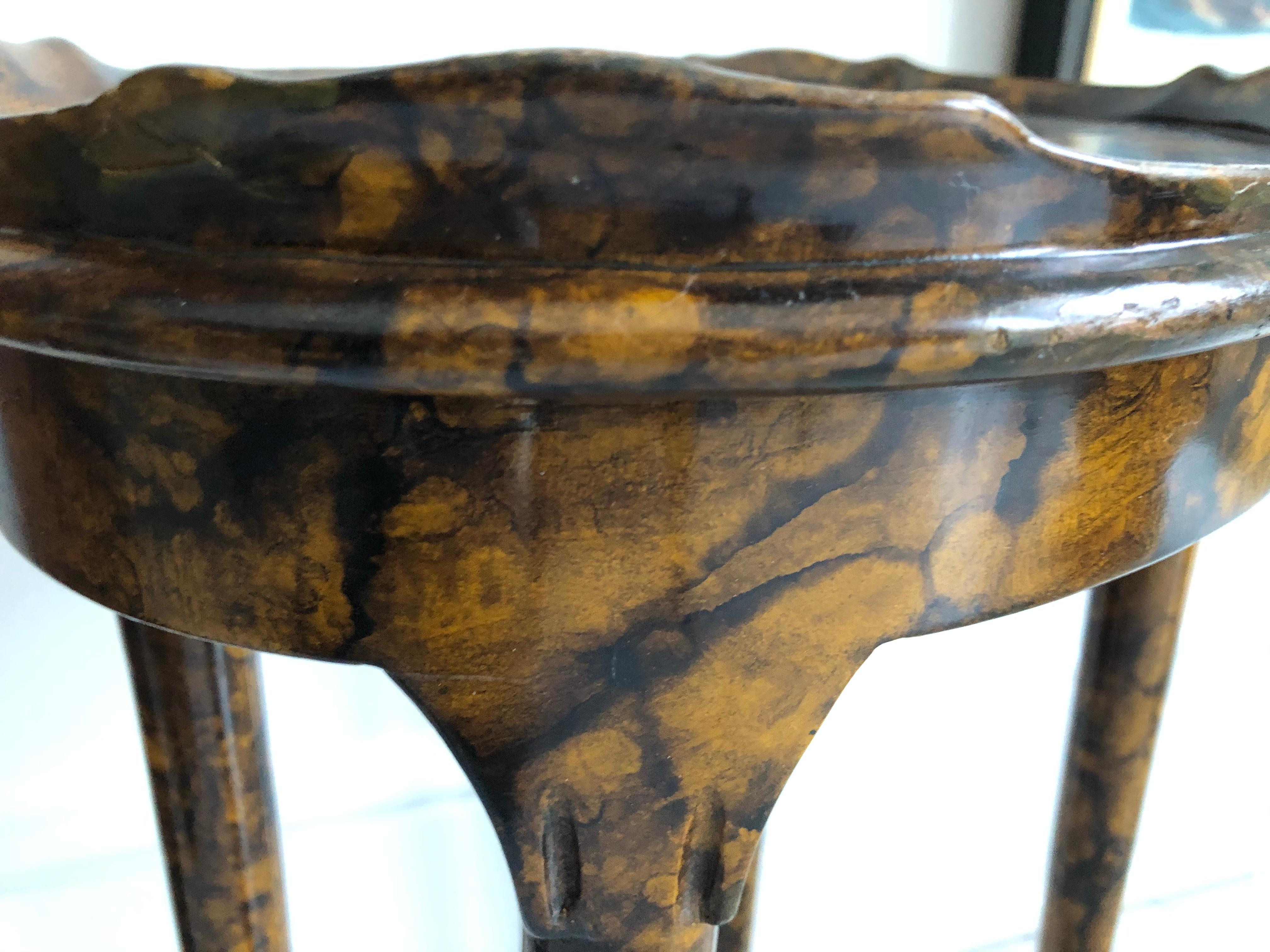 Wood Chic Vintage Faux Tortoise Shell Drinks Table